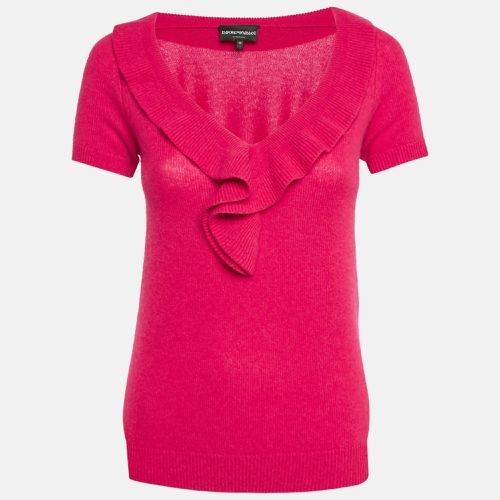 Emporio Armani Pink Cashmere Knit Ruffled Top S - Emporio Armani - Modalova