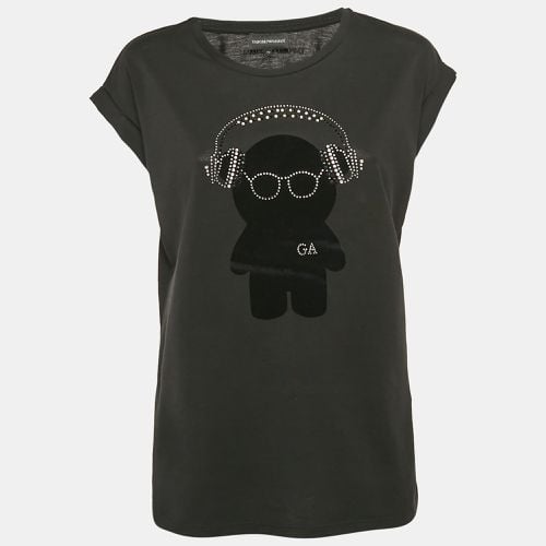 Emporio Armani Black Teddy and Rhinestone Embellished Jersey T-Shirt S - Emporio Armani - Modalova