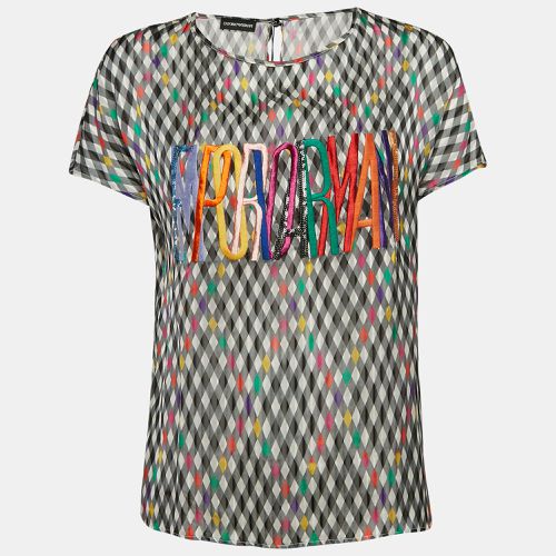 Emporio Armani Multicolor Embroidered Silk Loose Fit Top S - Emporio Armani - Modalova