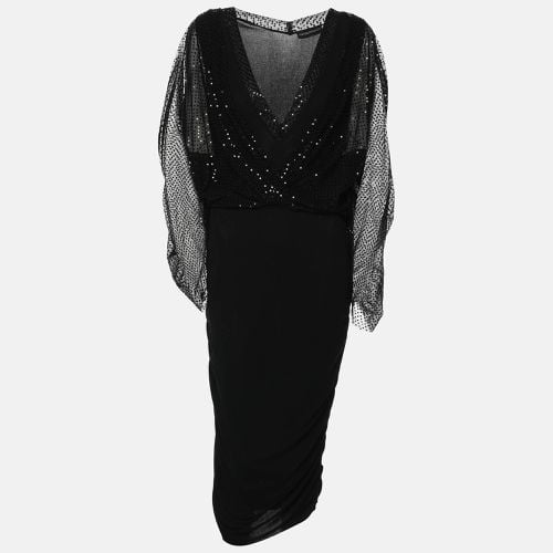 Emporio Armani Black Dotte Tulle Draped Tunic Dress M - Emporio Armani - Modalova