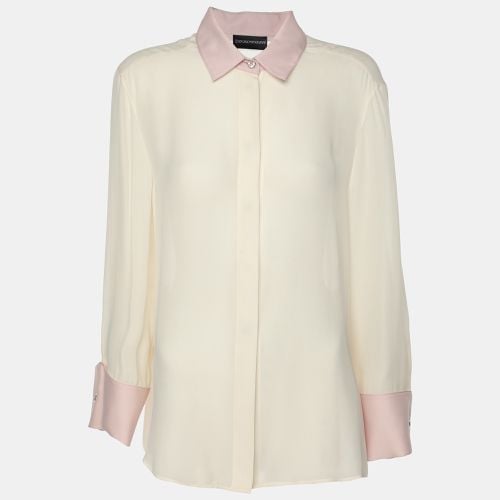 Pink Silk Button Front Shirt L - Emporio Armani - Modalova