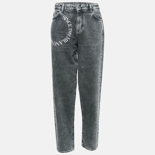 Emporio Armani Black Washed and Logo Print Denim Jeans M Waist 29" - Emporio Armani - Modalova