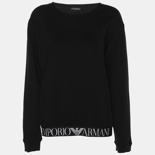 Emporio Armani Black Fabric Tape Logo Sweatshirt M - Emporio Armani - Modalova