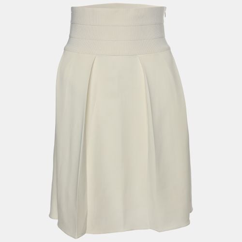 Emporio Armani Cream Viscose Blend Pleated Mini Skirt M - Emporio Armani - Modalova