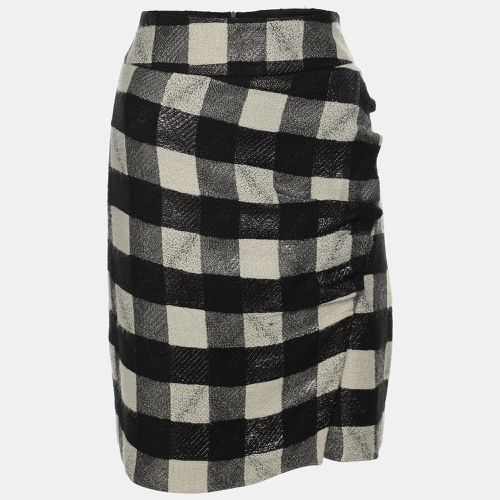 Emporio Armani Black/White Checkered Lurex Blend Midi Skirt M - Emporio Armani - Modalova