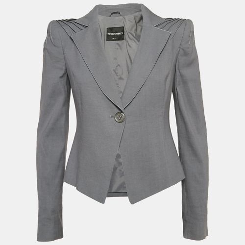 Wool Blend Pleated Shoulder Blazer M - Emporio Armani - Modalova