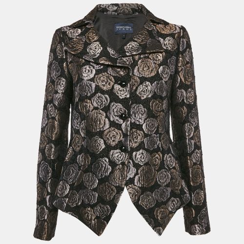 Emporio Armani Jeans Black Floral Jacquard Button Front Blazer M - Emporio Armani - Modalova