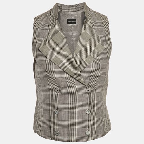 Emporio Armani Grey Checked Wool Blend Double Breasted Vest S - Emporio Armani - Modalova