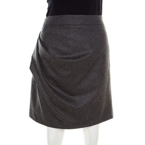 Emporio Armani Grey Knit Draped Mini Skirt M - Emporio Armani - Modalova