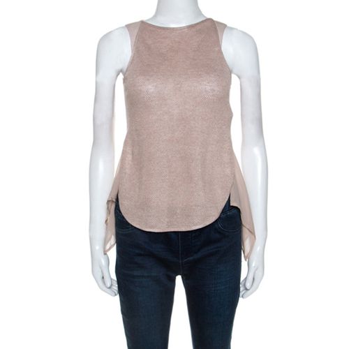 Emporio Armani Dusky Pink Silk Insert Crochet Knit Top XS - Emporio Armani - Modalova