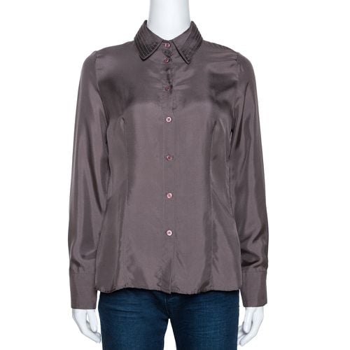 Emporio Armani Taupe Silk Collar Detail Shirt S - Emporio Armani - Modalova