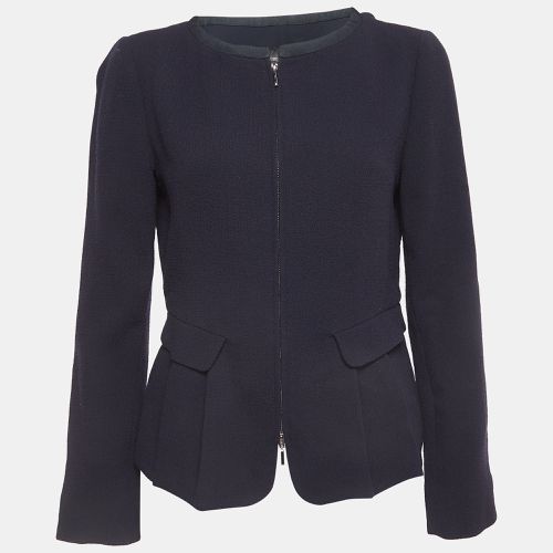 Emporio Armani Navy Blue Wool Zip Front Jacket M - Emporio Armani - Modalova