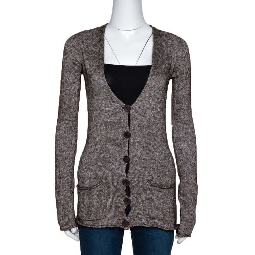 Emporio Armani Brown Mohair Blend Marl Knit Cardigan L - Emporio Armani - Modalova