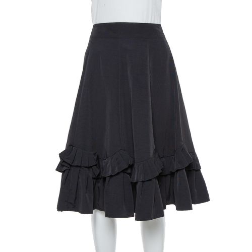 Emporio Armani Black Faille Ruffled Midi Skirt S - Emporio Armani - Modalova