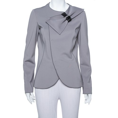 Emporio Armani Anthracite Neoprene Bow Detail Jacket L - Emporio Armani - Modalova