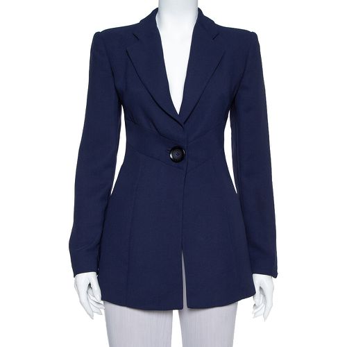 Emporio Armani Navy Blue Crepe Paneled Button Front Blazer M - Emporio Armani - Modalova