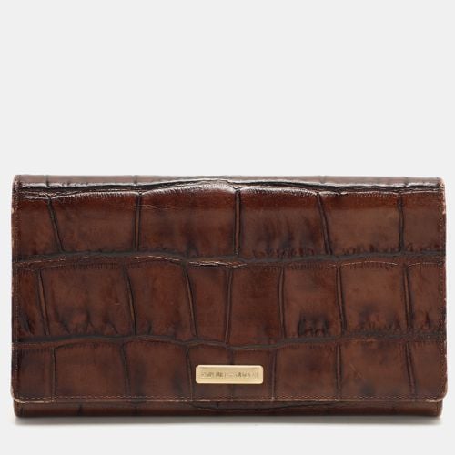 Alligator Embossed Leather Flap Wallet - Emporio Armani - Modalova