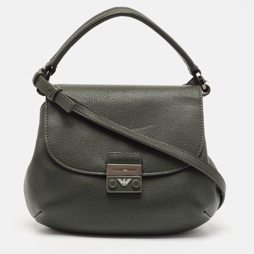 Emporio Armani Dark Green Leather Ombra Shoulder Bag - Emporio Armani - Modalova