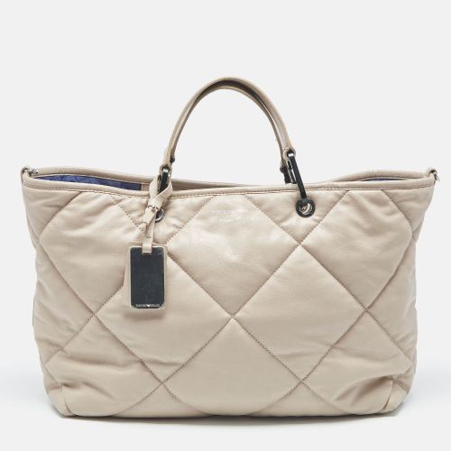 Emporio Armani Beige Quilted Faux Leather Medium MyEA Tote - Emporio Armani - Modalova