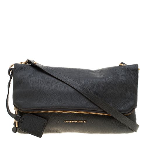 Leather Zip Flap Convertible Shoulder Bag - Emporio Armani - Modalova