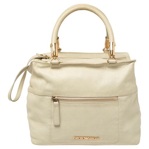 Emporio Armani Pale Green Leather Double Zip Tote - Emporio Armani - Modalova