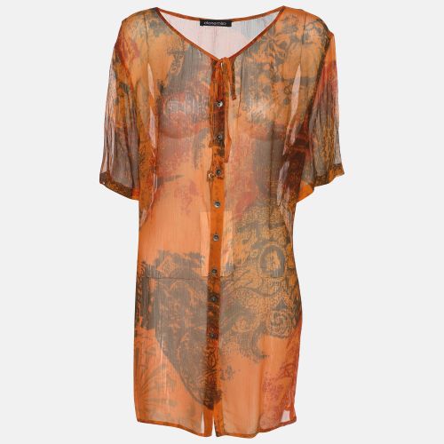 Elena Miro Orange Printed Chiffon Blouse L - Elena Miro - Modalova