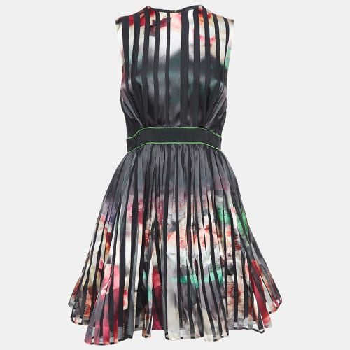 Elie Saab Black Printed Satin Sheer Tape Mini Dress S - Elie Saab - Modalova