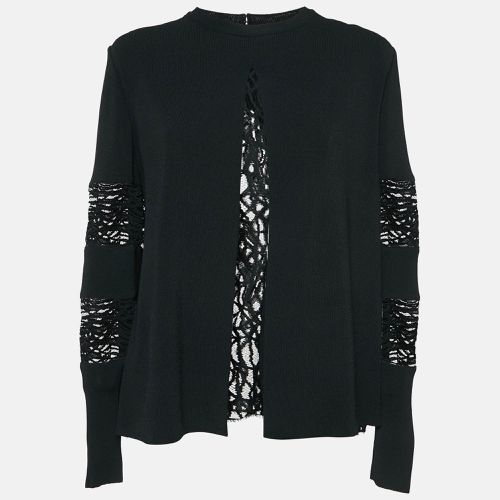 Knit & Lace Paneled Long Sleeve Top M - Elie Saab - Modalova