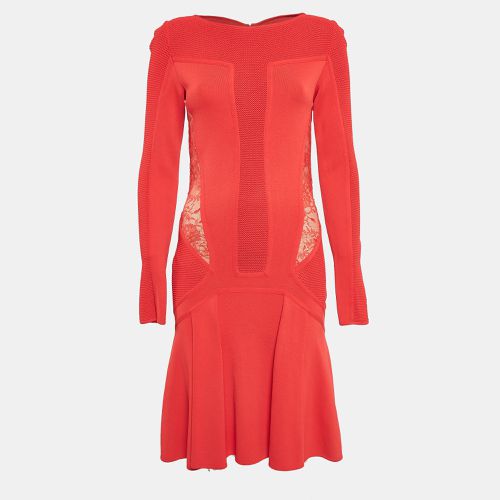 Elie Saab Red Lace Trim Knit Flared Midi Dress S - Elie Saab - Modalova