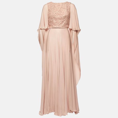 Elie Saab Pink Silk Embellished Cape Sleeve Gown XS - Elie Saab - Modalova