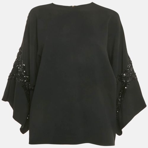 Elie Saab Black Sequin Embroidered Detail Crepe Tunic Blouse S - Elie Saab - Modalova