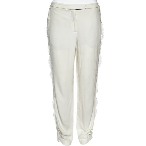 Elie Saab White Crepe & Lace Trim Trousers S - Elie Saab - Modalova