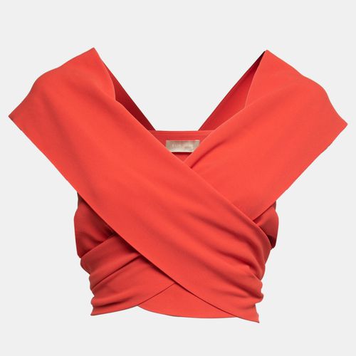 Elie Saab Coral Orange Crepe Wrap Around Sleeveless Cropped Top XS - Elie Saab - Modalova