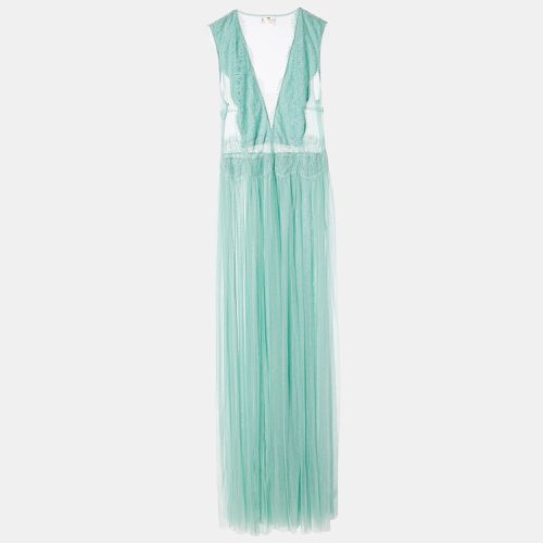 Elisabetta Franchi Mint Green Lace & Tulle Sleeveless Gown L - Elisabetta Franchi - Modalova