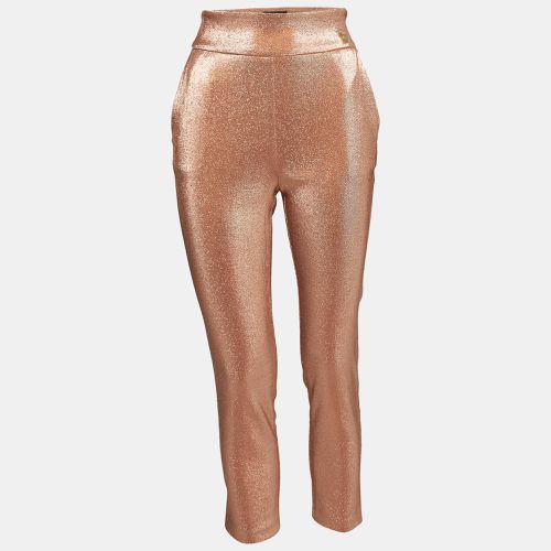 Elisabetta Franchi Metallic Rose Gold Lurex High Rise Cropped Trousers S - Elisabetta Franchi - Modalova