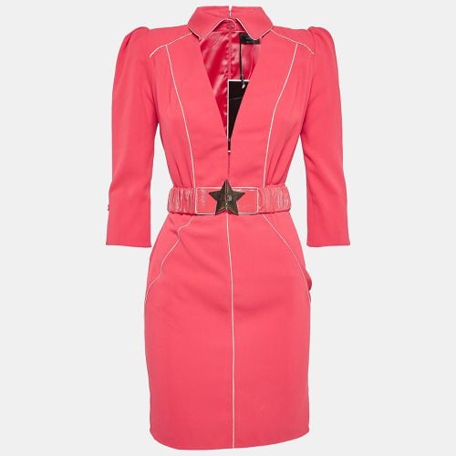 Elisabetta Franchi Pink Crepe Star Detail Belted Mini Dress S - Elisabetta Franchi - Modalova