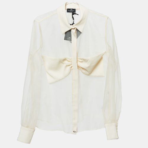 Elisabetta Franchi Beige Bow Detail Organza Sheer Shirt M - Elisabetta Franchi - Modalova