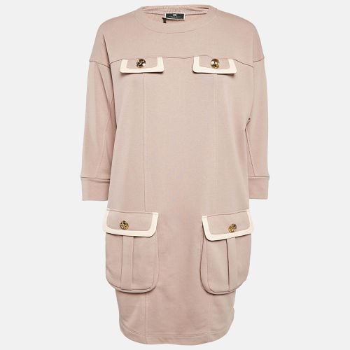 Elisabetta Franchi Pink Cotton Knit Crew Neck Mini Dress M - Elisabetta Franchi - Modalova