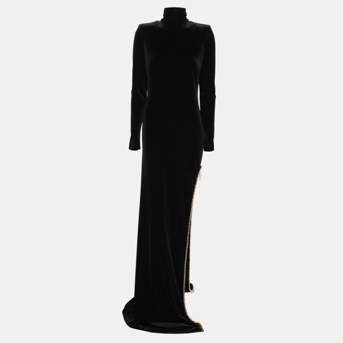 Elisabetta Franchi Black Velvet Chain Turtleneck Maxi Dress XXL - Elisabetta Franchi - Modalova