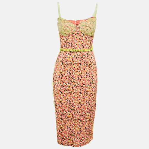 Elisabetta Franchi Multicolor/Flamingo Pink Printed Knee-Length Dress M - Elisabetta Franchi - Modalova