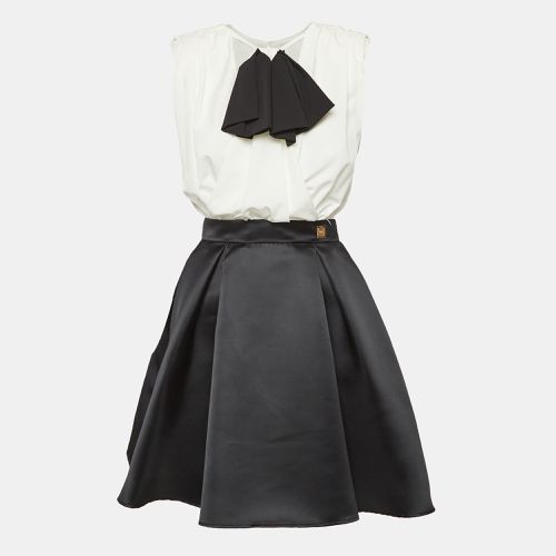 Elisabetta Franchi Black/White Crepe Detachable Skirt Mini Dress M - Elisabetta Franchi - Modalova