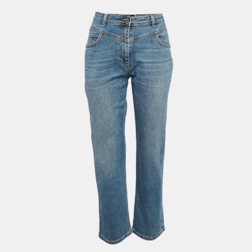 Elisabetta Franchi Blue Washed Denim Loose Fit Jeans M - Elisabetta Franchi - Modalova