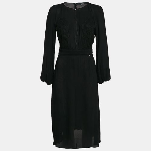 Lace Trim Crepe Plunging Neck Midi Dress M - Elisabetta Franchi - Modalova