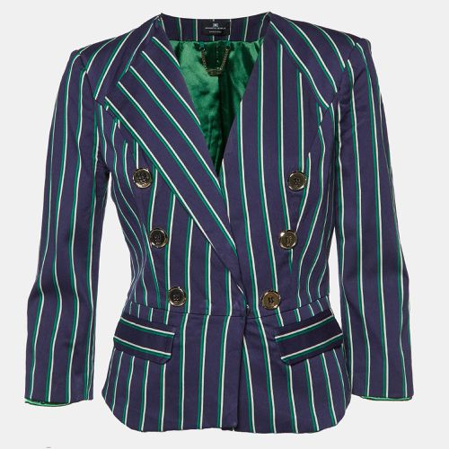 Striped Button Detail Blazer M - Elisabetta Franchi - Modalova