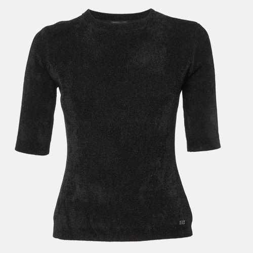 Elisabetta Franchi Black Knit Round Neck Sweater M - Elisabetta Franchi - Modalova