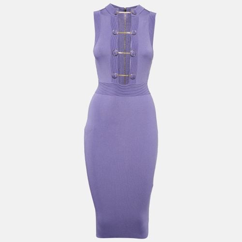 Elisabetta Franchi Lavender Chain Link Stretch Knit Sheath Dress s - Elisabetta Franchi - Modalova