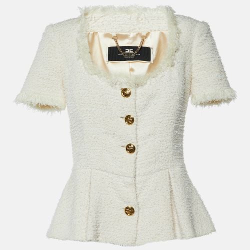 Elisabetta Franchi White Tweed Short Sleeve Peplum Jacket M - Elisabetta Franchi - Modalova