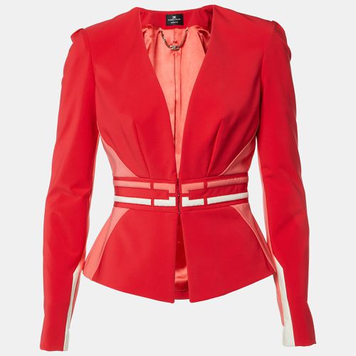 Elisabetta Franchi Red Crepe Paneled Peplum Jacket M - Elisabetta Franchi - Modalova