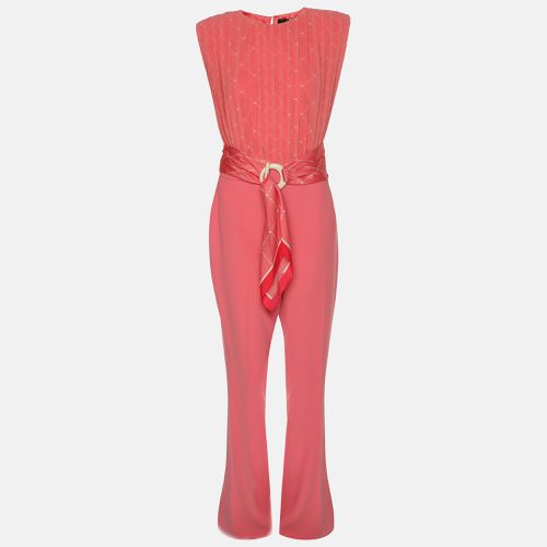 Coral Polyester Belted Jumpsuit M - Elisabetta Franchi - Modalova