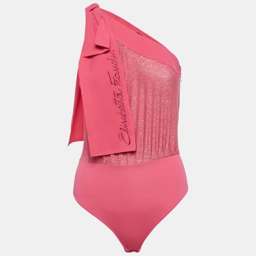 Elisabetta Franchi Pink Lurex Knit and Crepe Bodysuit S - Elisabetta Franchi - Modalova